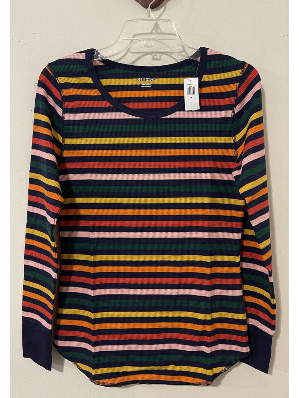 Old Navy Womens Medium Colorful Long-Sleeved Ribbed Lounge Shirt NWT! A7270